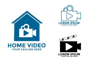Set of home video production, editor videographer logo vector