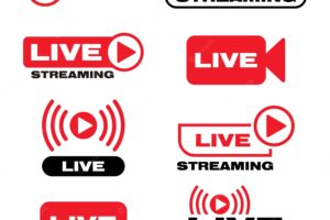 Set of live stream button vector
