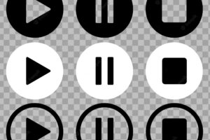 Set of media player button vectors play stop pause