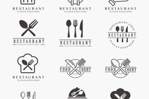 Set of restaurant, food, cafe logo template