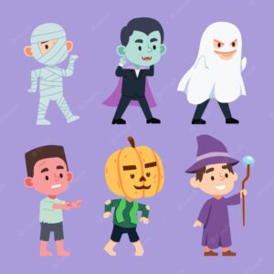 Set of various ghosts in halloween day