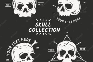 Several hand drawn skulls