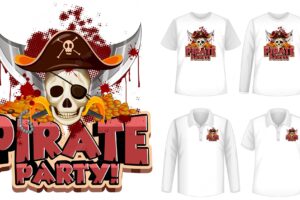 Shirt set with pirate party cartoon
