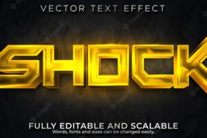 Shock metallic text effect, editable future and cyber text style