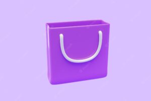 Shopping bag element icon symbol offer retail discount promotion ecommerce online shopping 3d illustration