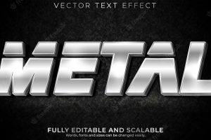 Silver text effect editable metal and iron text style