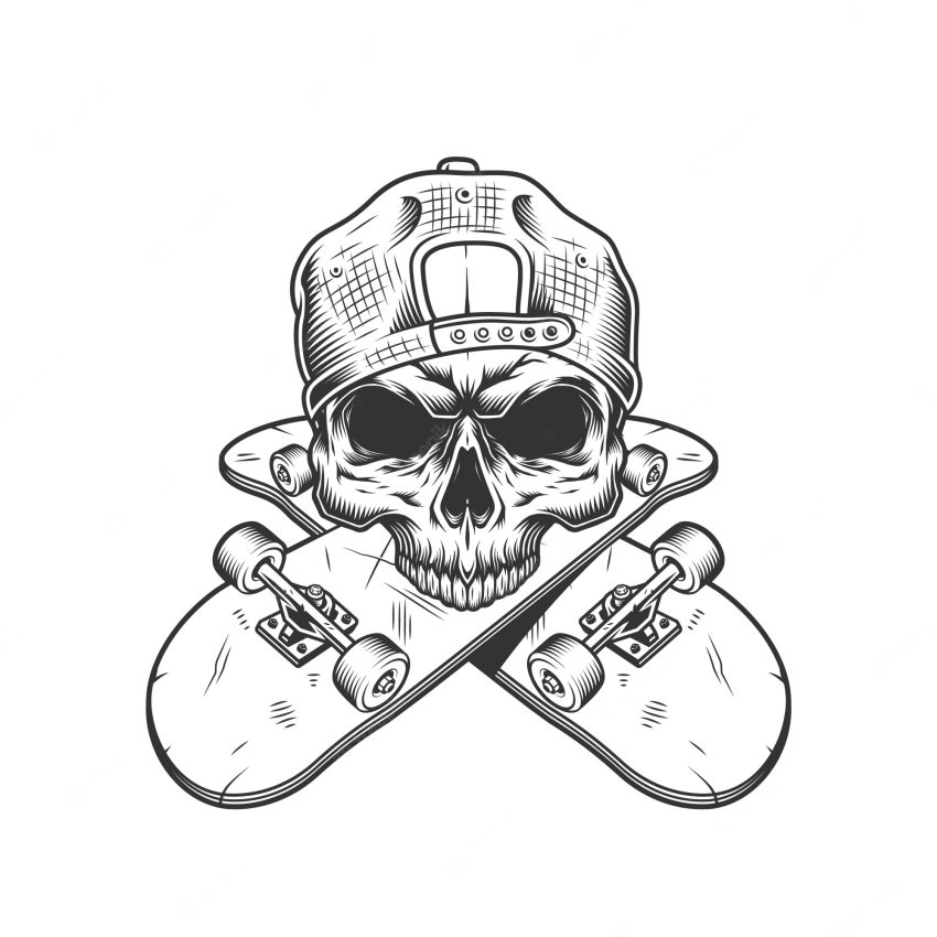 Skateboarder skull without jaw