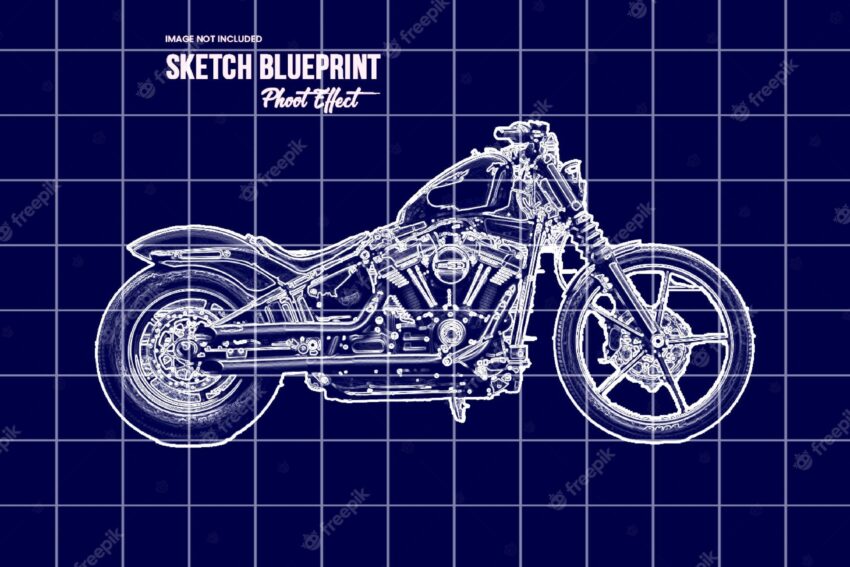 Sketch blueprint photo effect template