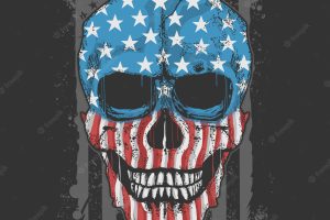 Skull america usa flag artwork vector