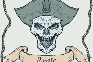 Skull background with pirate hat