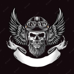 Skull biker with wing