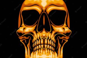 Skull gold head vector logojpg