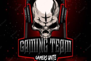 Skull head esport gaming mascot logo design