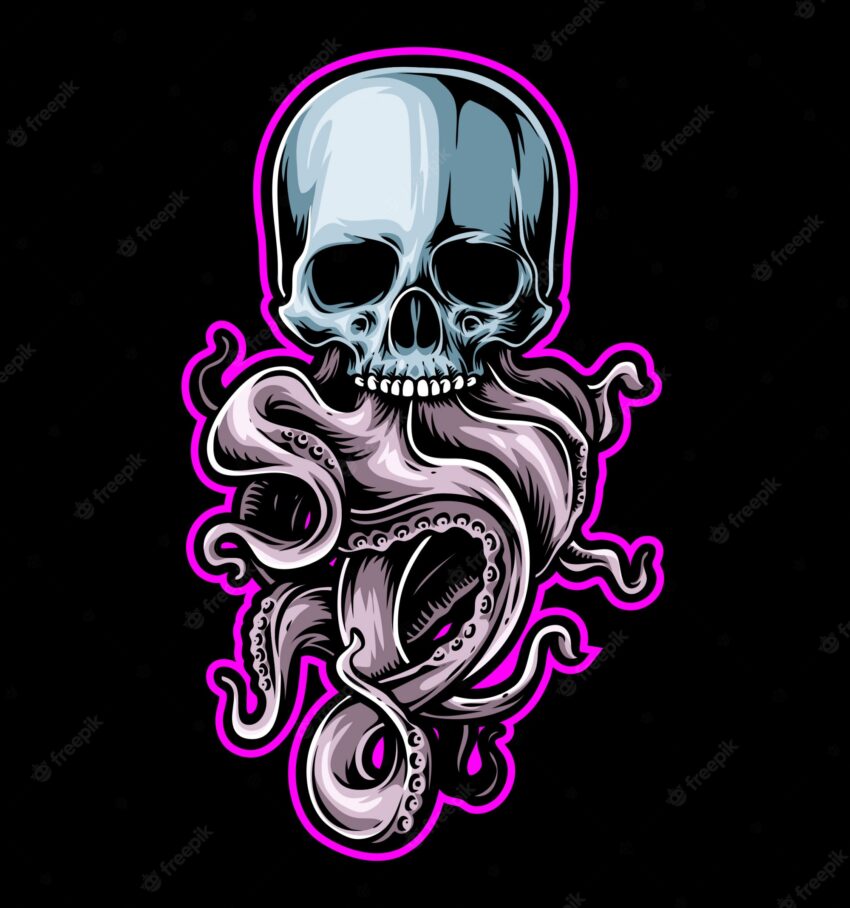 Skull octopus vector