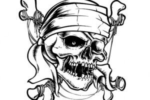 Skull pirate with cross bones vector illustration