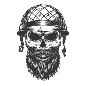 Skull in the soldier helmet
