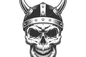 Skull in the viking helmet