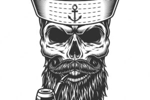 Skull with the beard and pipe