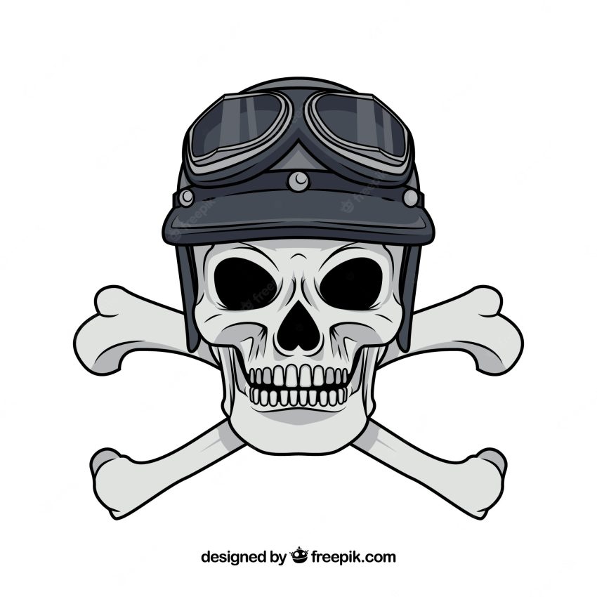 Skull with cross bones and hat