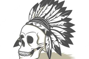 Skull with decorative feathers