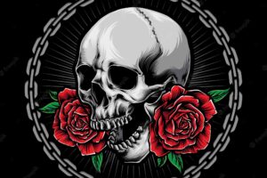Skull with roses  logo