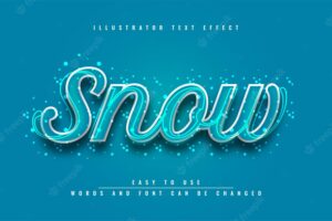 Snow illustrator editable 3d text effect template design