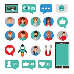 Social media and multimedia icon set