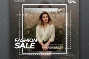 Social media post banner template with fashion sale promotion concept