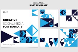 Social media post template pack 5 different post design geometric vector illustration background