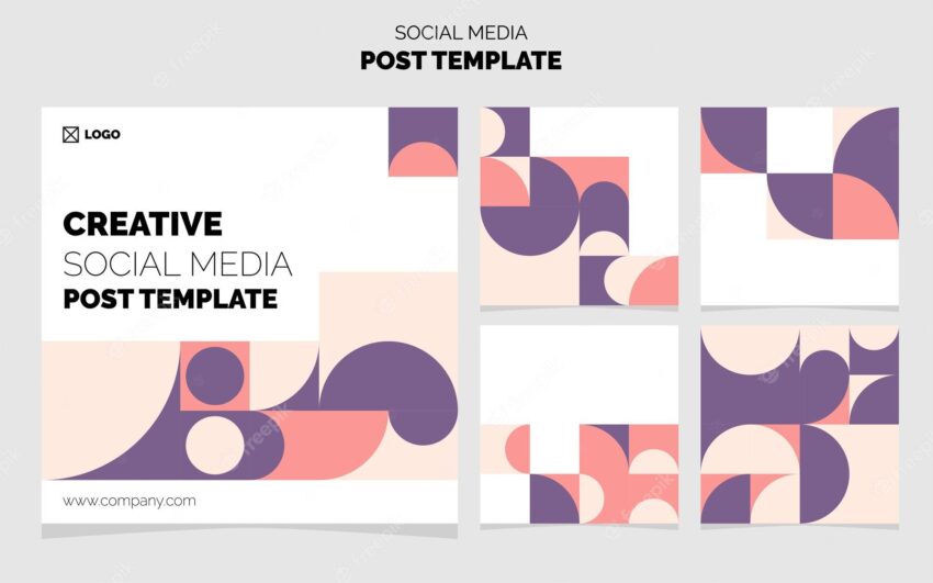 Social media post template pack 5 different post design geometric vector illustration background