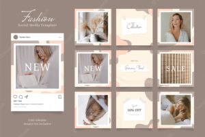 Social media template banner fashion sale promotion.  brown khaki white