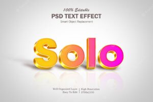 Solo 3d text effect template with shadows