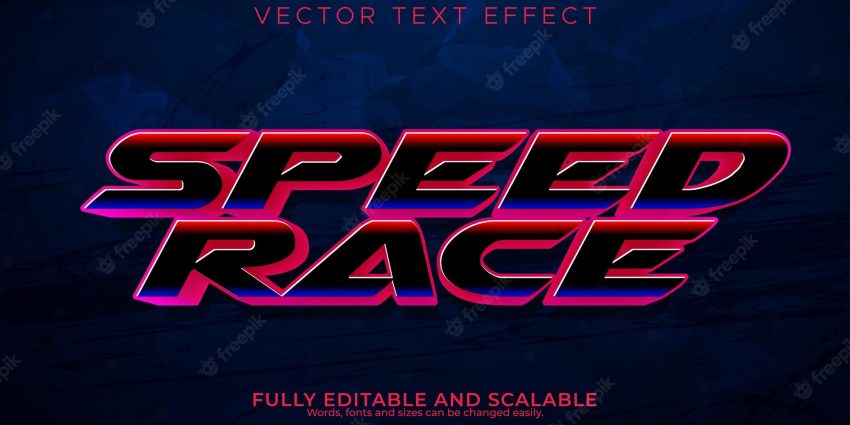 Speed text effect editable race and fast text style