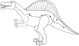 Spinosaurus dinosaur doodle outline on white background