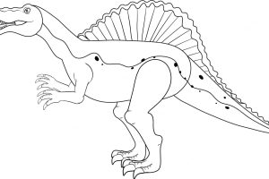 Spinosaurus dinosaur doodle outline on white background