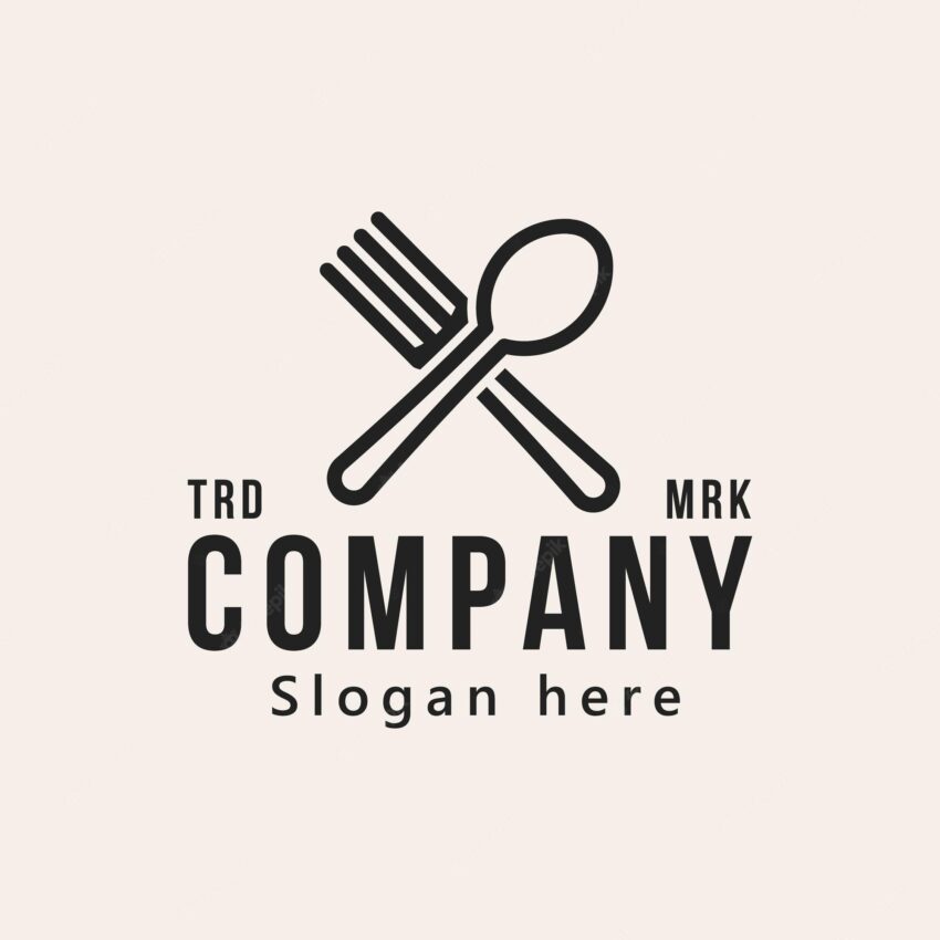 Spoon fork restaurant dinner dish menu logo design illustration