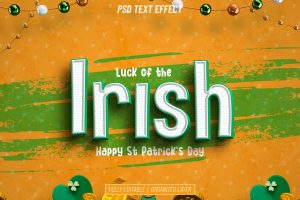 St patrick's day editable text effect