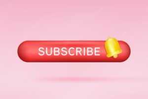 Subscribe red button for social media. subscribe to video channel, blog and newsletter.