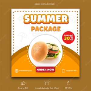 Summer package editable vector social media post