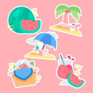 Summer stickers set