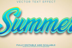 Summer text effect editable beach and holiday text style