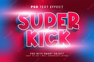 Super kick 3d editable text effect with football and player text style