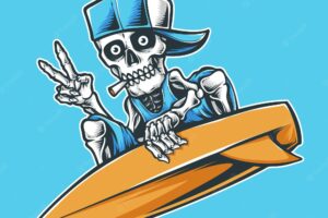 Surfer skull with hat