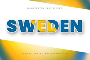 Sweden editable text effect with swedish flag texture