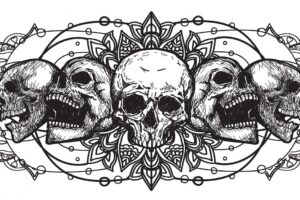 Tattoo art skull sketch black and white