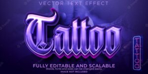 Tattoo text effect, editable vintage and artist text style