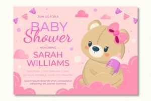 Teddy bear baby shower invitation template