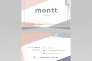 Template abstract business card with pastel-colored stains