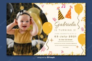 Template children birthday invitation with image