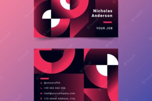 Template duotone business card with gradient models